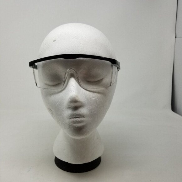 Clear Safety Goggles Glasses Eye Protection Lab Splash Proof Black Frames - Picture 1 of 7